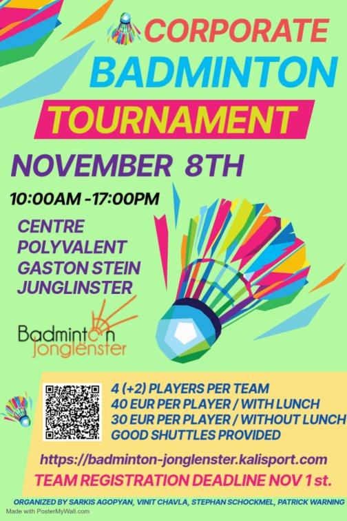 REGISTRATION CORPORATE BADMINTON TOURNAMENT